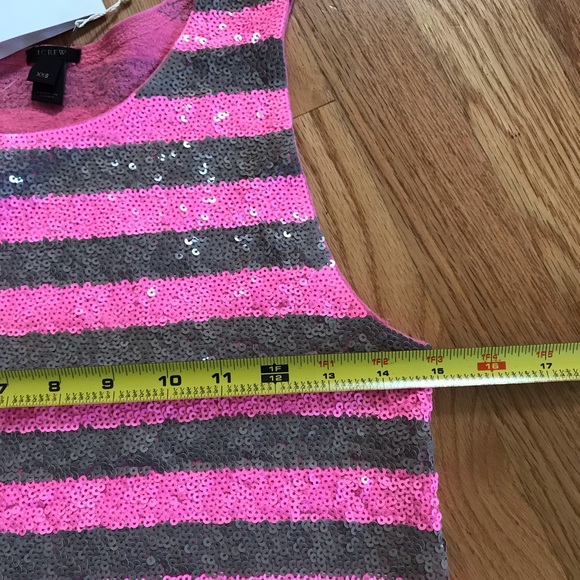 J crew sequin tank top pink gray striped XXS flaw - Picture 8 of 8